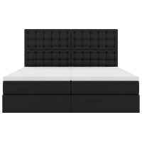 Produktbild för Förvaringssäng med LED Svart 180 x 200 cm Konstläder