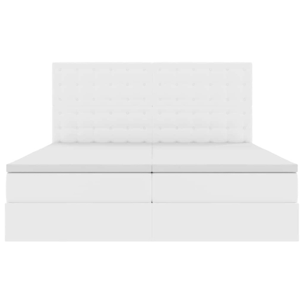Produktbild för Förvaringssäng med LED Ren Vit 180 x 200 cm Konstläder