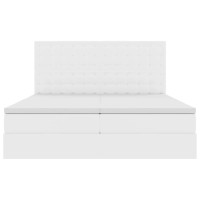 Produktbild för Förvaringssäng med LED Ren Vit 180 x 200 cm Konstläder