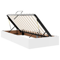 Produktbild för Förvaringssäng med LED Ren Vit 180 x 200 cm Konstläder