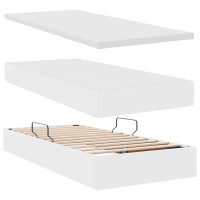 Produktbild för Förvaringssäng med LED Ren Vit 180 x 200 cm Konstläder