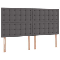 Produktbild för Förvaringssäng med LED med lagring Grå 180 x 200 cm Konstläder