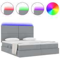 Produktbild för LED förvaringssäng med madrass Ljusgrå 180 x 200 cm Tyg