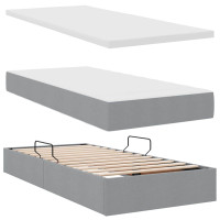 Produktbild för LED förvaringssäng med madrass Ljusgrå 180 x 200 cm Tyg