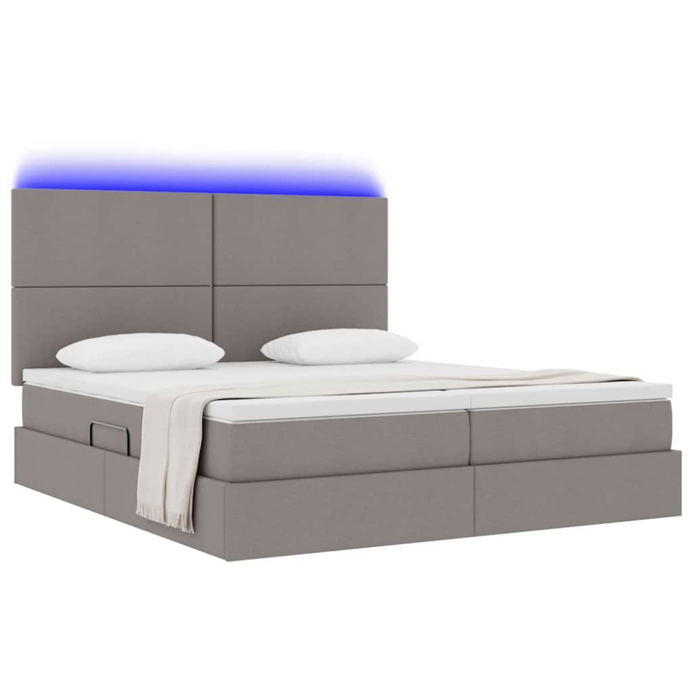 Produktbild för LED förvaringssäng med madrass Taupe 180 x 200 cm Tyg