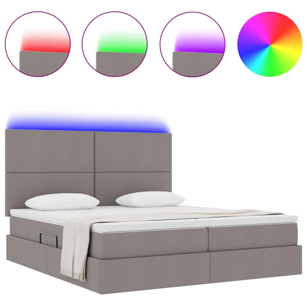 Produktbild för LED förvaringssäng med madrass Taupe 180 x 200 cm Tyg