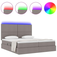Produktbild för LED förvaringssäng med madrass Taupe 180 x 200 cm Tyg