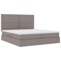 Produktbild för LED förvaringssäng med madrass Taupe 180 x 200 cm Tyg
