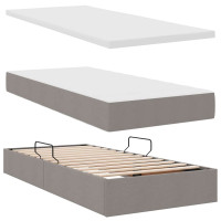 Produktbild för LED förvaringssäng med madrass Taupe 180 x 200 cm Tyg