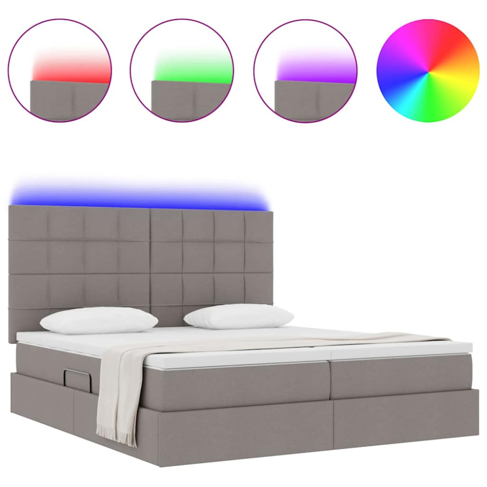 Produktbild för LED förvaringssäng med madrass Taupe 180 x 200 cm Tyg