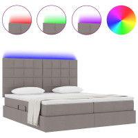 Produktbild för LED förvaringssäng med madrass Taupe 180 x 200 cm Tyg