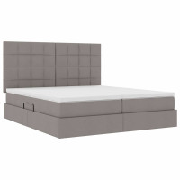 Produktbild för LED förvaringssäng med madrass Taupe 180 x 200 cm Tyg