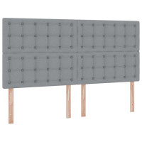 Produktbild för LED förvaringssäng med madrass Ljusgrå 180 x 200 cm Tyg