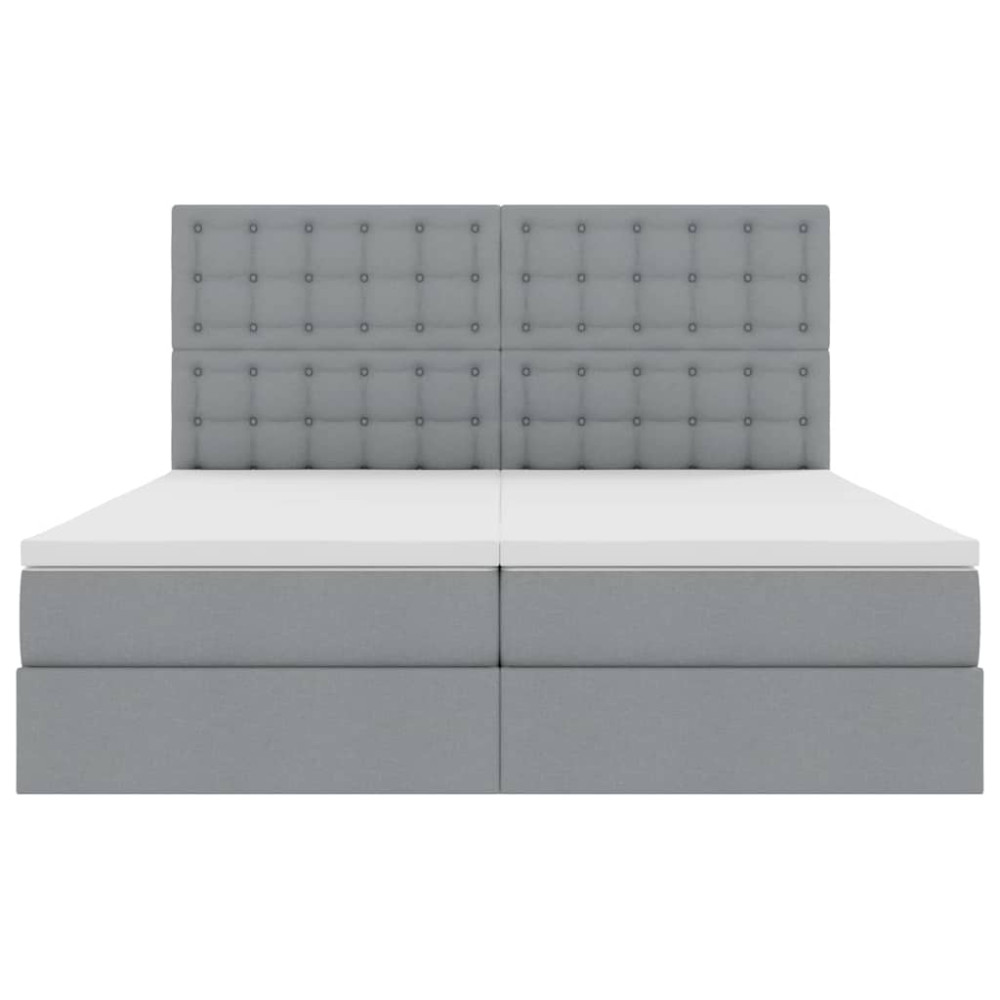 Produktbild för LED förvaringssäng med madrass Ljusgrå 180 x 200 cm Tyg