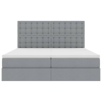 Produktbild för LED förvaringssäng med madrass Ljusgrå 180 x 200 cm Tyg