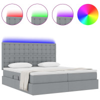 Produktbild för LED förvaringssäng med madrass Ljusgrå 180 x 200 cm Tyg