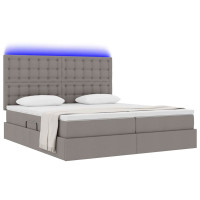 Produktbild för LED förvaringssäng med madrass Taupe 180 x 200 cm Tyg