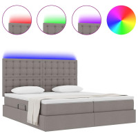 Produktbild för LED förvaringssäng med madrass Taupe 180 x 200 cm Tyg