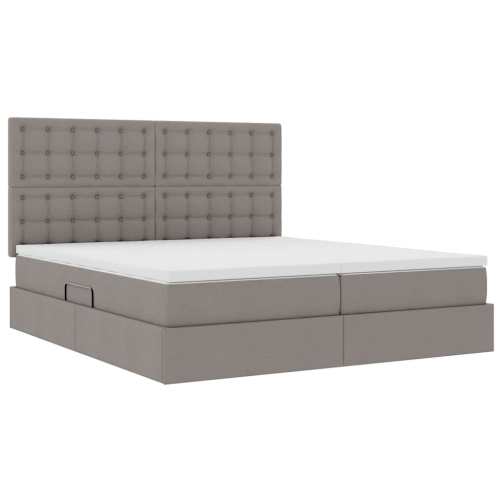 Produktbild för LED förvaringssäng med madrass Taupe 180 x 200 cm Tyg