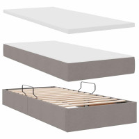 Produktbild för LED förvaringssäng med madrass Taupe 180 x 200 cm Tyg