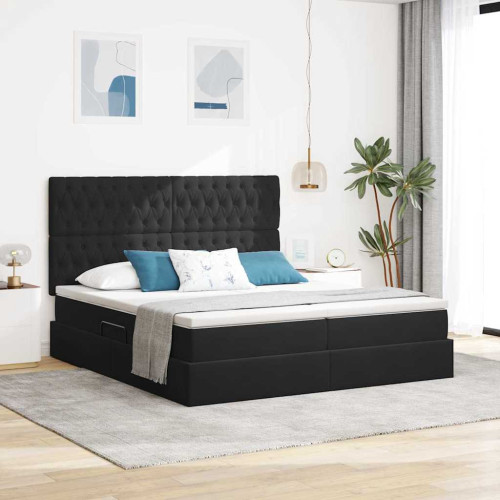 vidaXL LED förvaringssäng med madrass Svart 180 x 200 cm Sammet