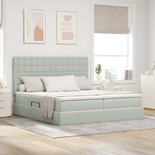 vidaXL Säng med LED-ljusslingor Ljusgrå 180 x 200 cm Sammet - Möbelset