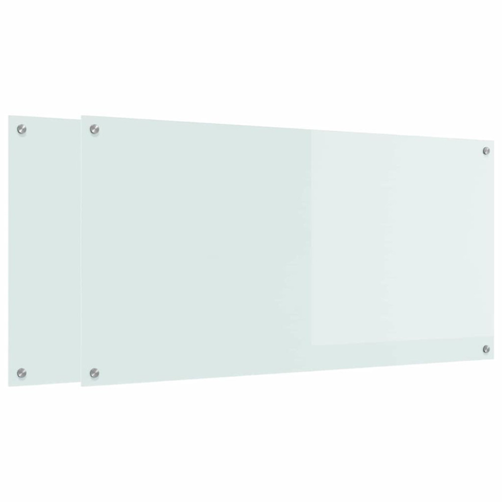 Produktbild för Köksskydd 2 pcs Vit 120 x 60 cm härdat glas