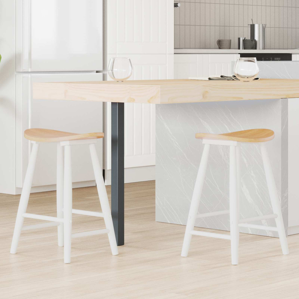 Produktbild för Matstolar 2 pcs Vit 46 x 37 x 63 cm Massiv Gummiträ