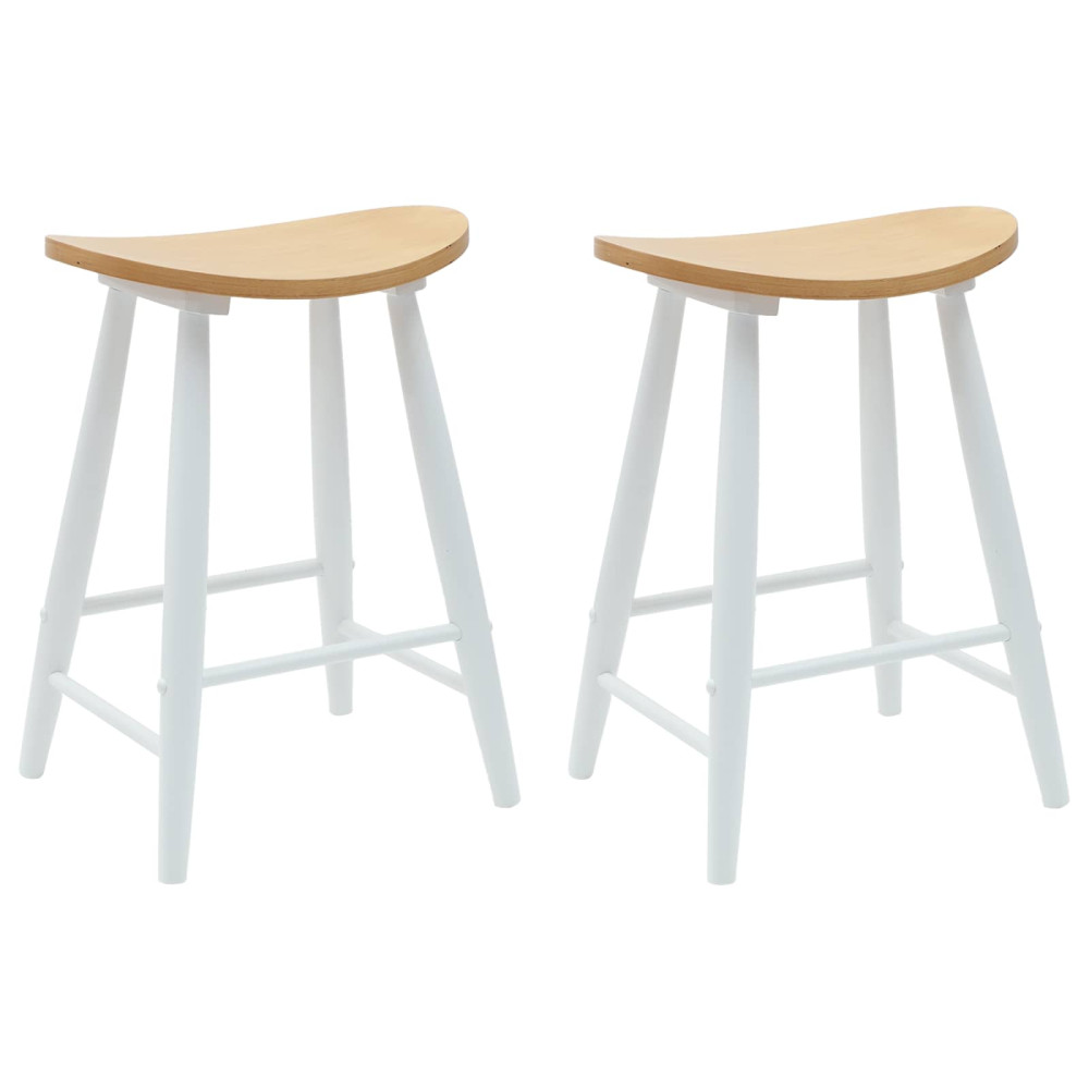 Produktbild för Matstolar 2 pcs Vit 46 x 37 x 63 cm Massiv Gummiträ