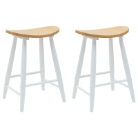 Produktbild för Matstolar 2 pcs Vit 46 x 37 x 63 cm Massiv Gummiträ