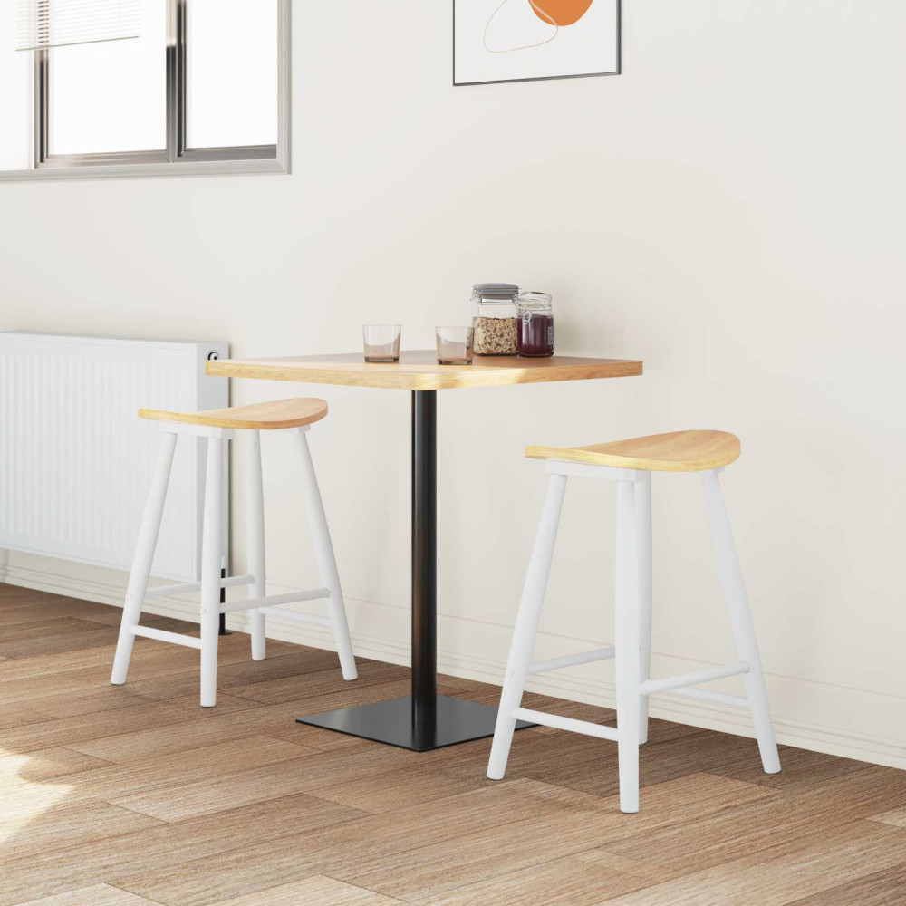 Produktbild för Matstolar 2 pcs Vit 46 x 37 x 63 cm Massiv Gummiträ