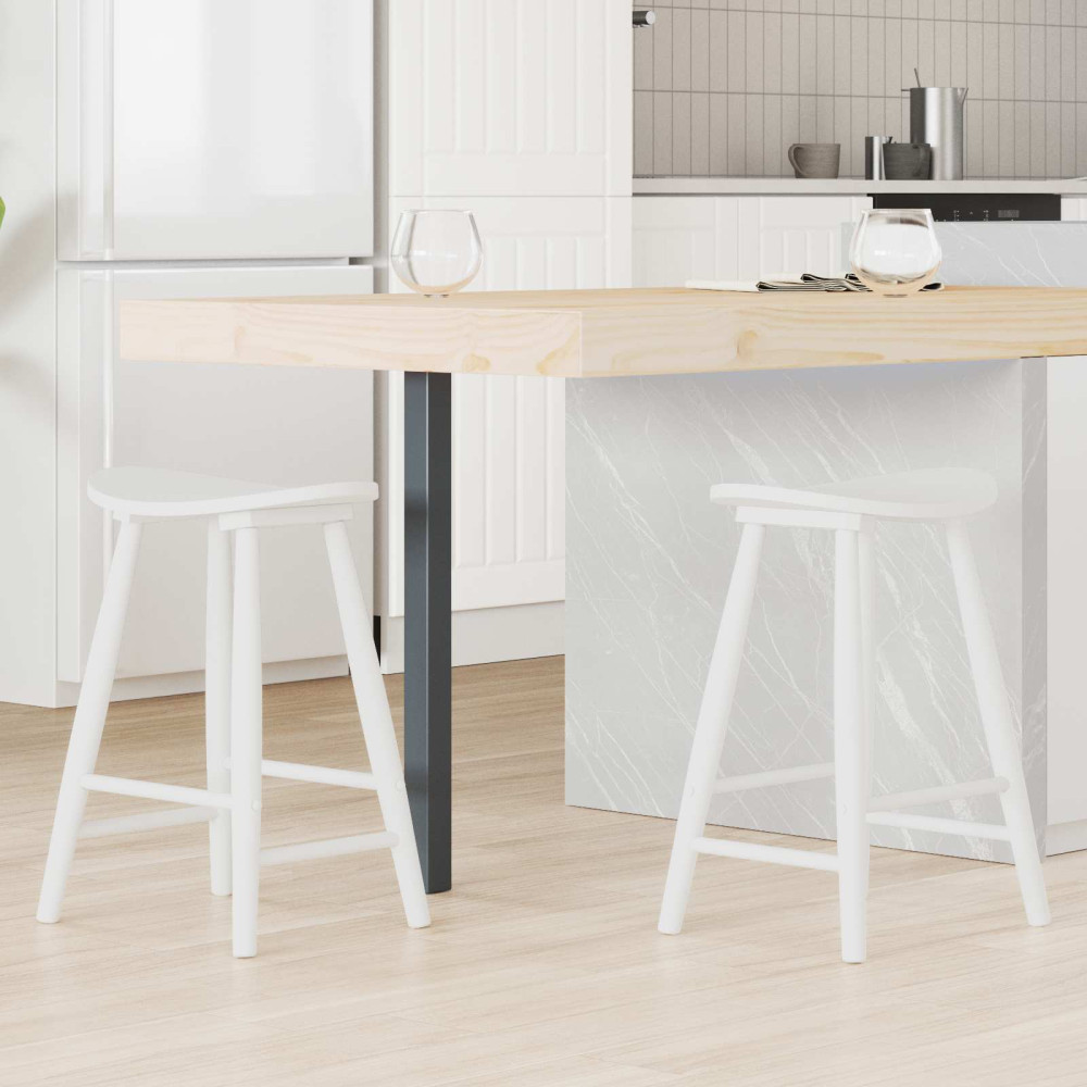 Produktbild för Matstolar 2 pcs Vit 46 x 37 x 63 cm Massiv Gummiträ