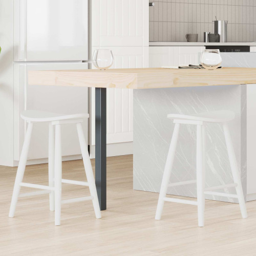vidaXL Matstolar 2 pcs Vit 46 x 37 x 63 cm Massiv Gummiträ