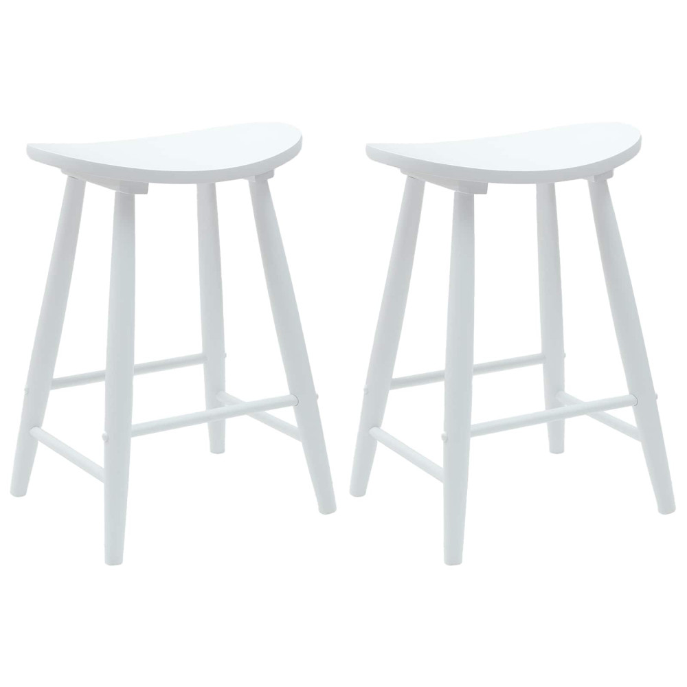Produktbild för Matstolar 2 pcs Vit 46 x 37 x 63 cm Massiv Gummiträ