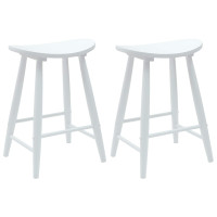 Produktbild för Matstolar 2 pcs Vit 46 x 37 x 63 cm Massiv Gummiträ