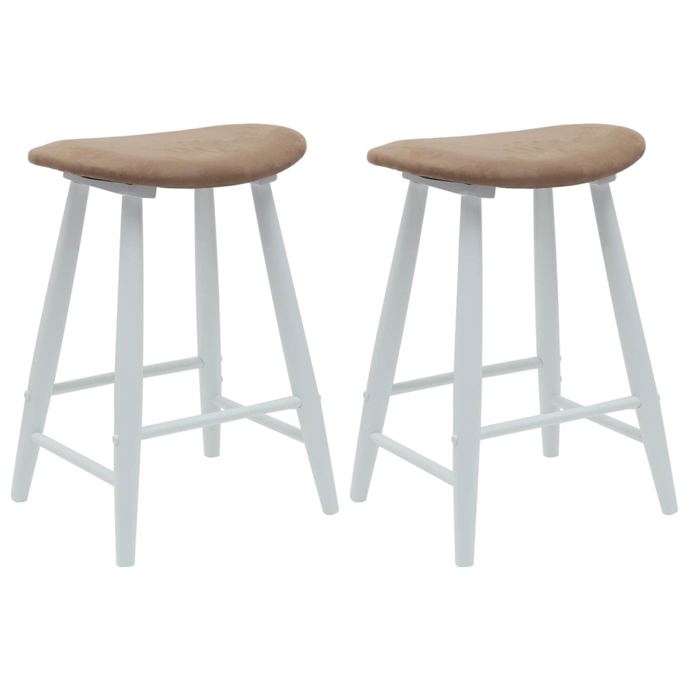 Produktbild för Matstolar 2 pcs Vit 46 x 37 x 63 cm Massiv Gummiträ
