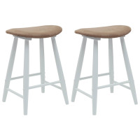 Produktbild för Matstolar 2 pcs Vit 46 x 37 x 63 cm Massiv Gummiträ