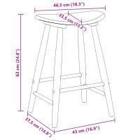 Produktbild för Matstolar 2 pcs Vit 46 x 37 x 63 cm Massiv Gummiträ