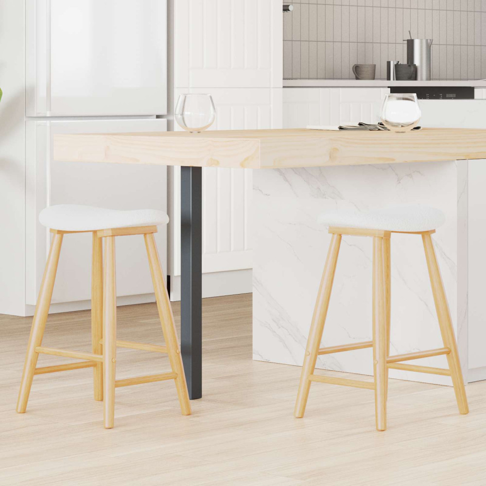 Produktbild för Matstolar 2 pcs Naturfärg 46 x 37 x 63 cm Massiv Gummiträ