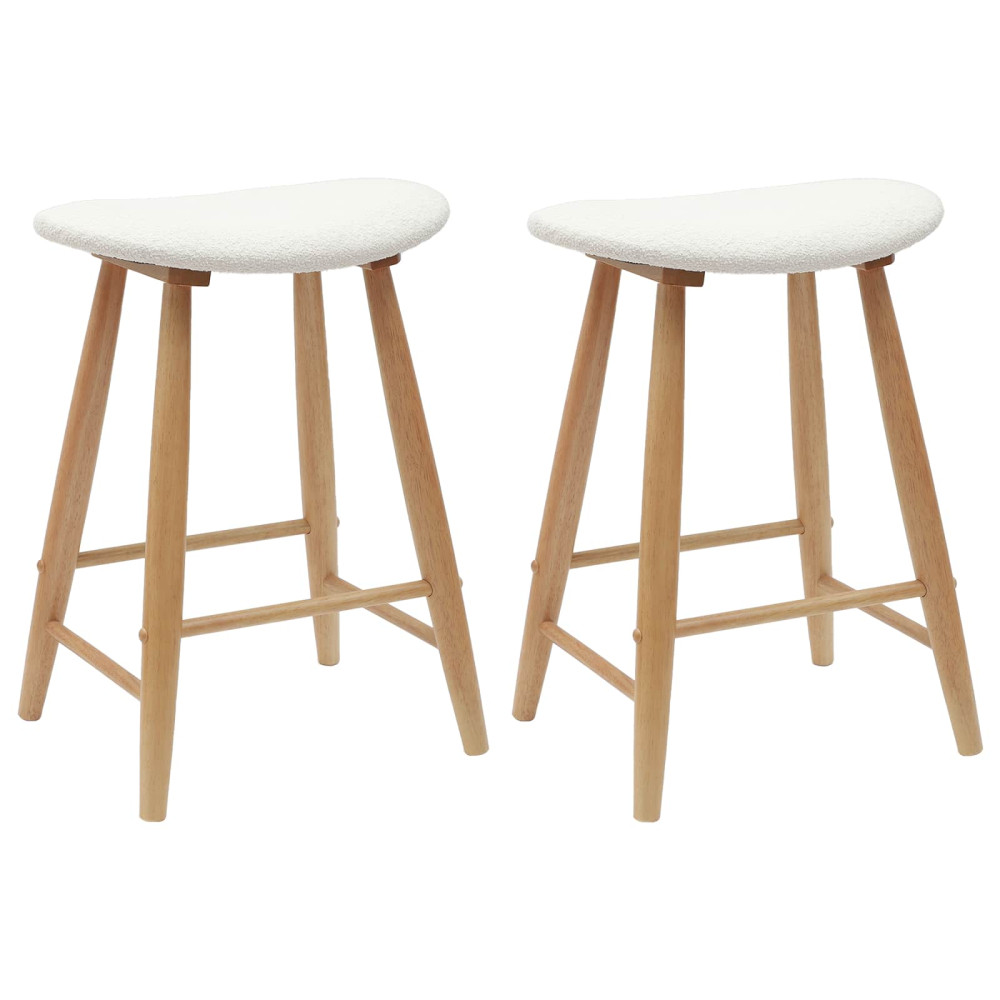 Produktbild för Matstolar 2 pcs Naturfärg 46 x 37 x 63 cm Massiv Gummiträ