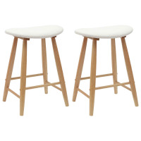 Produktbild för Matstolar 2 pcs Naturfärg 46 x 37 x 63 cm Massiv Gummiträ