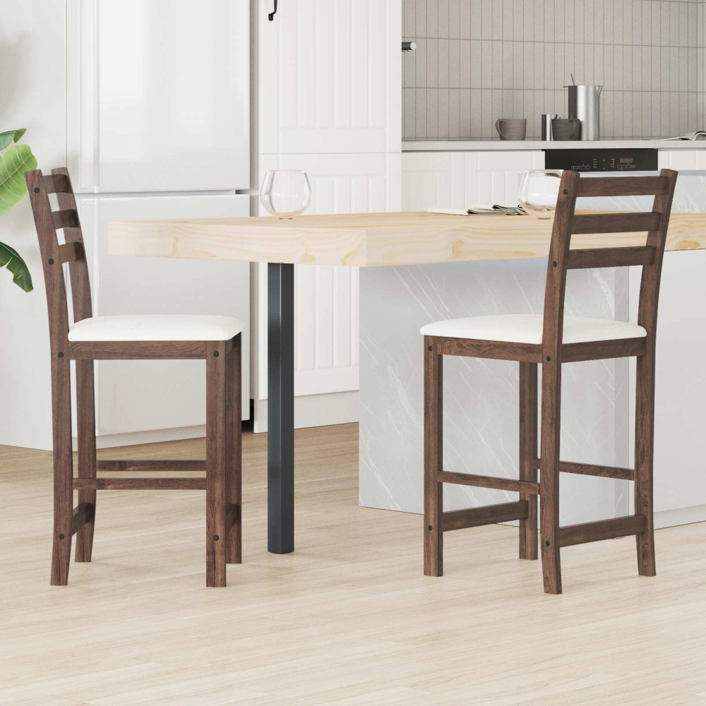 Produktbild för Matstolar 2 pcs Ljusbrun 40 x 47,5 x 99,5 cm Massiv Gummiträ
