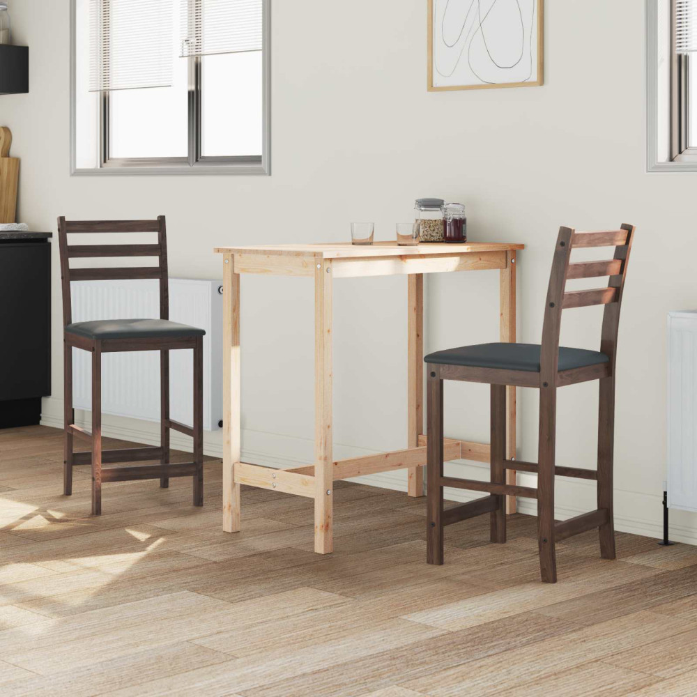 Produktbild för Matstolar 2 pcs Ljusbrun 40 x 47,5 x 99,5 cm Massiv Gummiträ