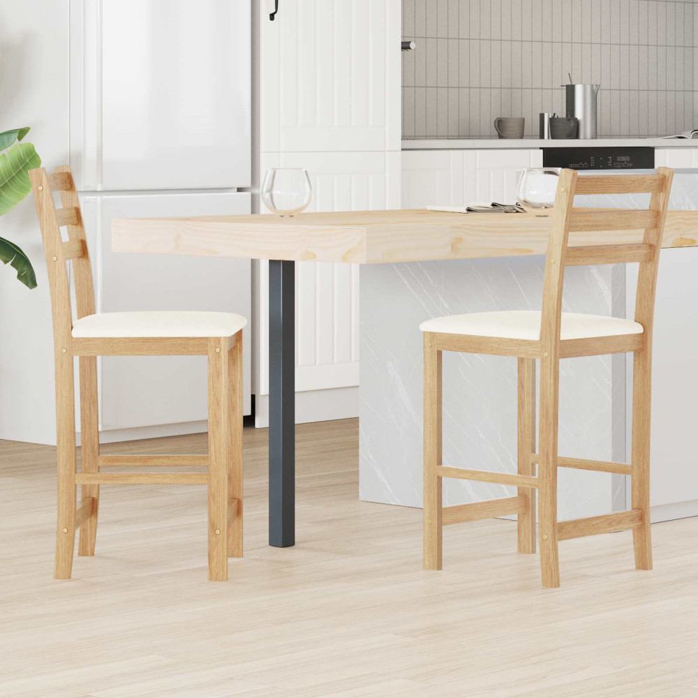 Produktbild för Matstolar 2 pcs Naturfärg 40 x 47,5 x 99,5 cm Massiv Gummiträ
