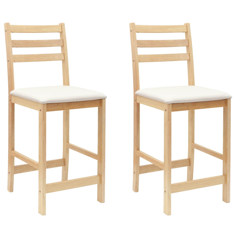 Produktbild för Matstolar 2 pcs Naturfärg 40 x 47,5 x 99,5 cm Massiv Gummiträ