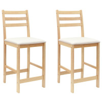 Produktbild för Matstolar 2 pcs Naturfärg 40 x 47,5 x 99,5 cm Massiv Gummiträ
