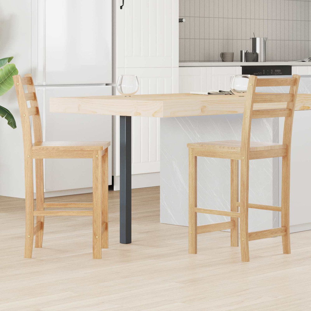 Produktbild för Matstolar 2 pcs Naturfärg 40 x 47,5 x 99,5 cm Massiv Gummiträ