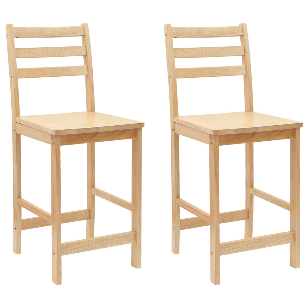 Produktbild för Matstolar 2 pcs Naturfärg 40 x 47,5 x 99,5 cm Massiv Gummiträ