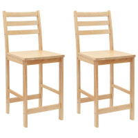 Produktbild för Matstolar 2 pcs Naturfärg 40 x 47,5 x 99,5 cm Massiv Gummiträ