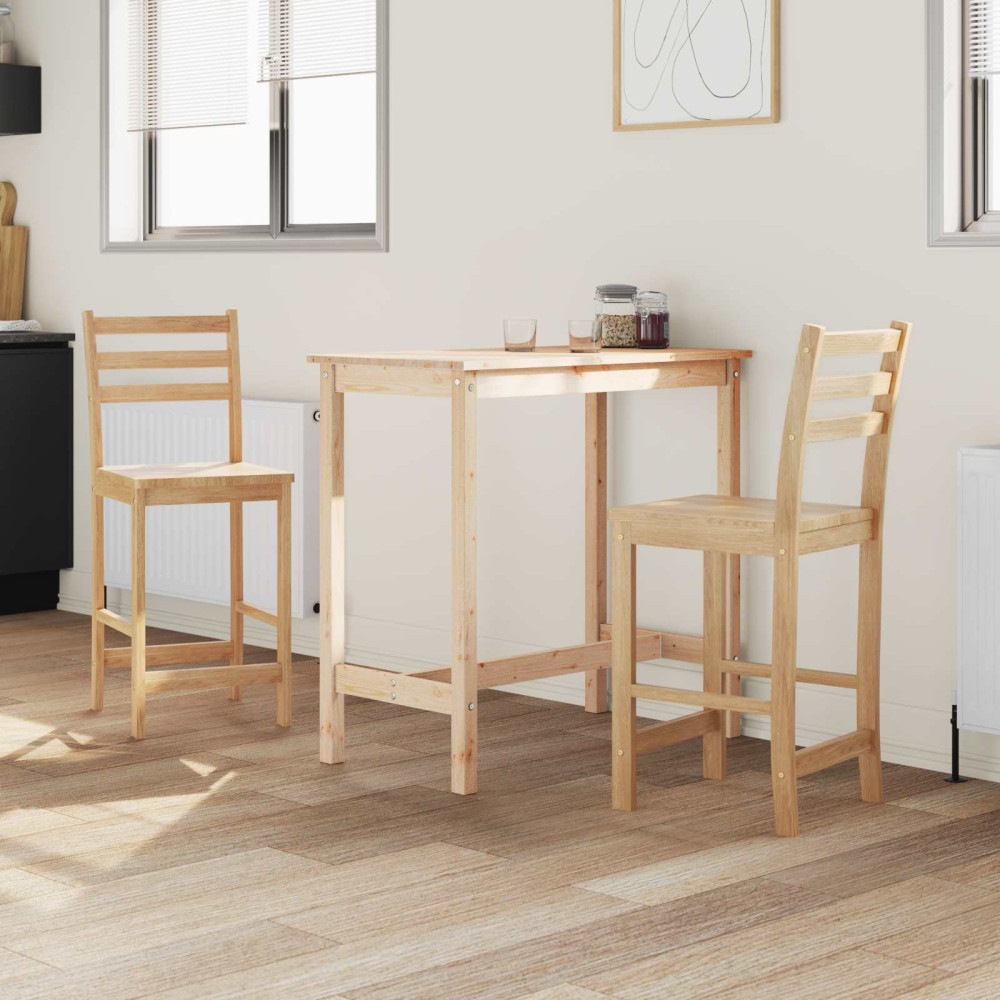 Produktbild för Matstolar 2 pcs Naturfärg 40 x 47,5 x 99,5 cm Massiv Gummiträ